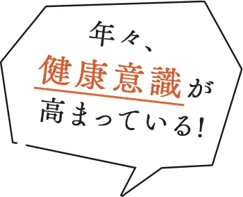 年々健康意識が高まっている