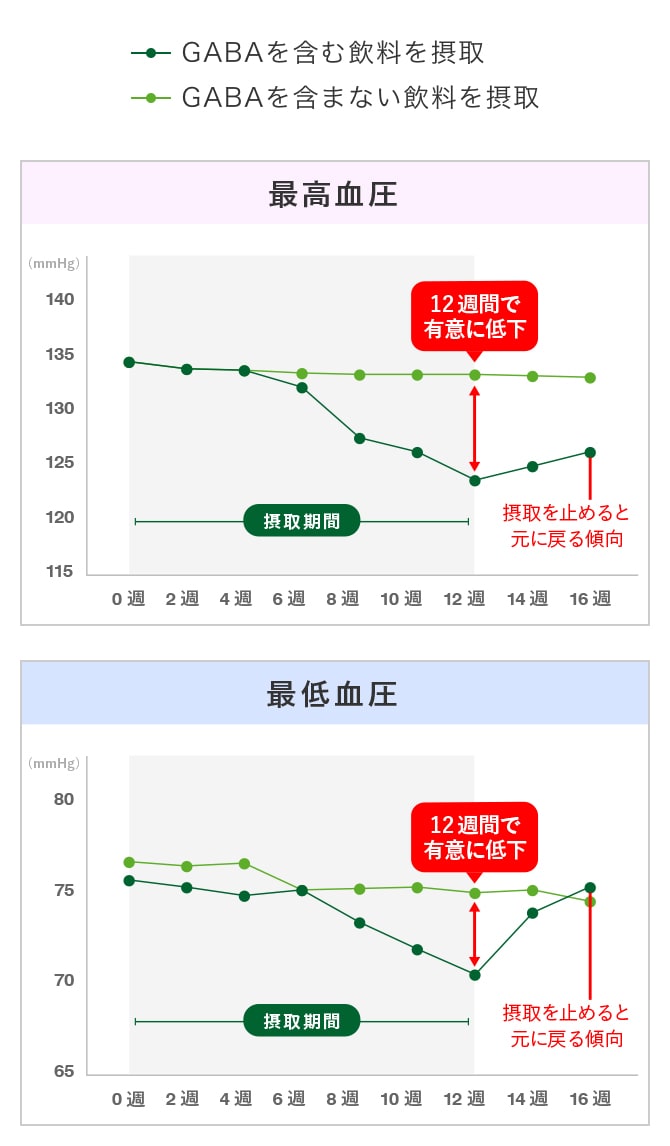 GABA含有飲料の摂取による血圧の推移