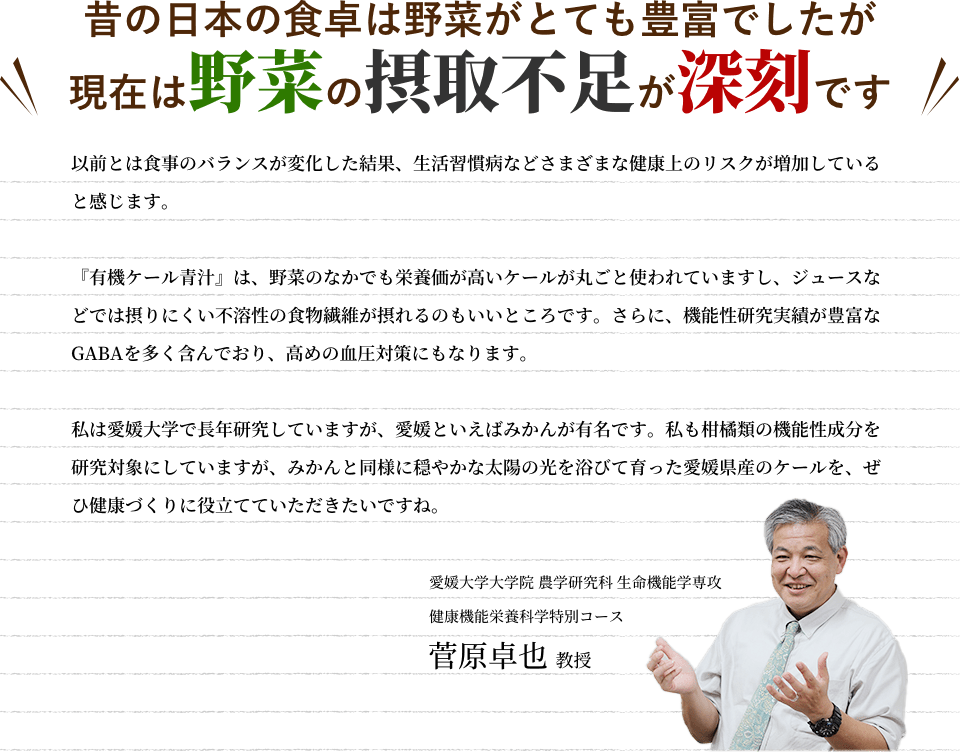 昔の日本の食卓は野菜がとても豊富でしたが 現在は野菜の摂取不足が深刻です
