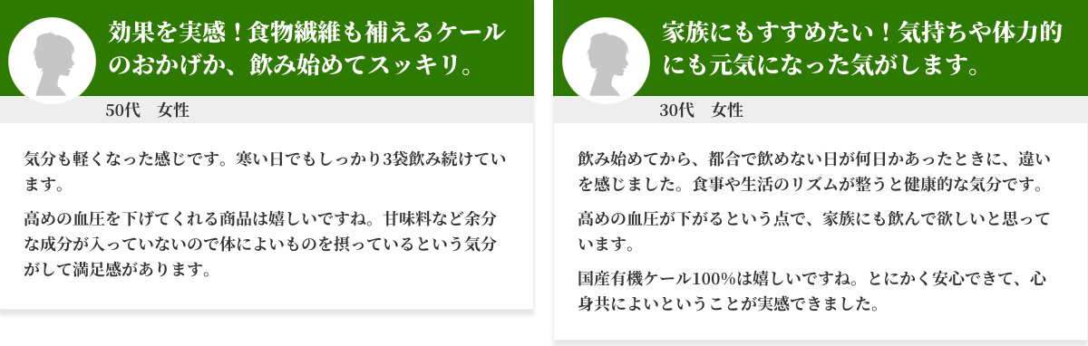 効果を実感!食物繊維も補えるケール のおかげか、飲み始めてスッキリ。