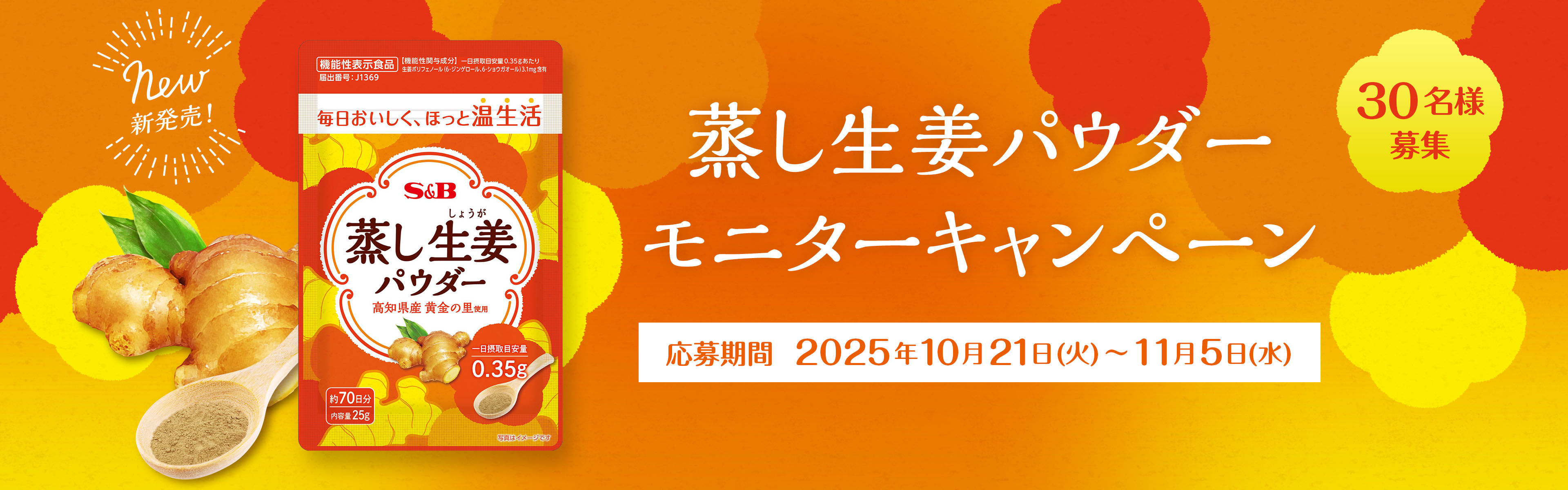 蒸し生姜パウダー モニターキャンペーン